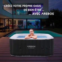 Load image into Gallery viewer, Arebos Spa Gonflable | pour l'intérieur et l'extérieur | 4 Personnes | 154x154cm | 100 Jets de Massage | Spa Bien-être Chauffage | Massage Gonflable Carré | 600 litres
