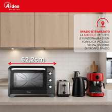 Load image into Gallery viewer, ARDES - AR6264PB Four électrique ventilé Capacité de 64 litres avec lumière interne 6 fonctions de cuisson minuterie double vitrage avec accessoires MAGNUS, Noir
