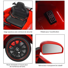 Load image into Gallery viewer, Voiture Sport Electrique 12 V pour Enfants Vitesse Max.: 5 km/h Tlcommande 2.4G MP3 Effets Sonores Lumineux Rouge -
