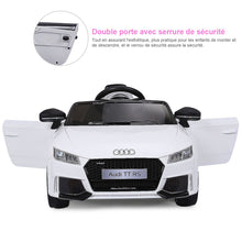 Load image into Gallery viewer, Voiture TTRS Electrique pour Enfants 12V Max. 5 Km/h Double Porte avec Télécommande 2.4G Blanc/Rouge -