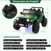 Load image into Gallery viewer, 24V Voiture lectrique 2 Places Enfants avec Tlcommande 2,4G Musique LED Dmarrage Lent 2 Vitesses Charge 35kg pour 3-8 Ans+ Rouge/Rose/Vert -