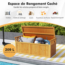 Load image into Gallery viewer, Banc de Rangement en Bois Banc d'Extrieur  2 Places de 209 L avec Accoudoirs Coffre de Stockage en Bois Charge 100KG Naturel -