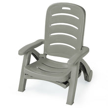 Load image into Gallery viewer, Chaise Longue Pliable Dossier Inclinable à 5 Positions avec Roues Intégrées pour Terrasse Jardin Piscine 150 kg Gris/Blanc/Bleu -
