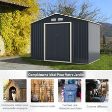 Load image into Gallery viewer, Abri de Jardin en Mtal 5,29 銕77 x 191 x 202 cm avec 2 Portes Coulissantes Verrouillables 4 Trous d橝ration Gris pour Vlo -