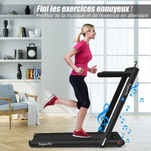 Load image into Gallery viewer, 2 en 1 Tapis de Course Electrique Pliable 1 à 12 Km/H avec Haut-parleur Bluetooth Télécommande Moteur 0,75HP Vert/Blanc/Noir/Rouge/Or/Noir et Argenté/Bleu -