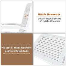 Load image into Gallery viewer, Chaise Longue Inclinable Réglable à 5 Positions avec Roues Flexibles Fauteuil Relax de Camping avec Boîte de Rangement Charge 150KG Blanc -
