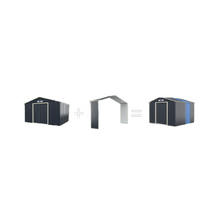 Load image into Gallery viewer, Abri de Jardin en Métal &amp; Extension 10.85avec 2 Portes Coulissantes Verrouillables 4 Trous d’Aération Gris pour Vélo -