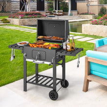 Load image into Gallery viewer, Barbecue  Charbon de Bois Portable avec 2 Tables d'Appoint Noir -