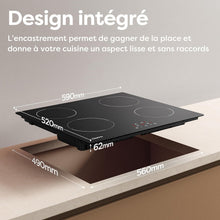 Load image into Gallery viewer, CIARRA Plaque à Induction 4 Feux 6000W - Commande Tactile - Plaque de Cuisson Encastrable - 9 Niveaux de Puissance- Minuteur - Verrouillage Enfant - CABBIH4-D