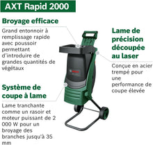 Load image into Gallery viewer, Bosch AXT Rapid 2000 Broyeur de végétaux (pour un broyage puissant des débris de jardin ; moteur puissant de 2000 W)