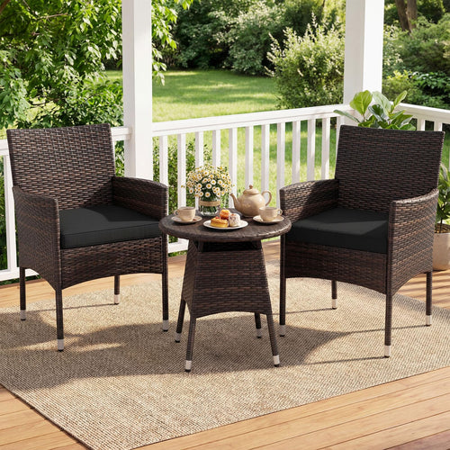 Tangkula 3 Piece Patio Furniture Set | Hand-Woven PE Wicker Conversation Set
