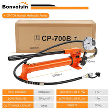 Load image into Gallery viewer, Bonvoisin CP-700 Pompe Hydraulique Manuelle avec Manomètre Haute Pression 700 kg/cm² Teneur en Huile 900cc pour des Outils Hydrauliques
