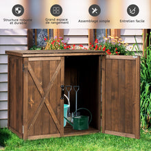 Load image into Gallery viewer, Armoire de Jardin Exterieur en Bois 77,5 x 56 x 72 cm Abri à Outils avec Double Portes Marron -