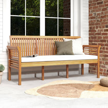Load image into Gallery viewer, Banc de Terrasse en Bois 3 Places Banc en Acacia de 159 cm de Long avec Coussins d'Assise Doux Dossier et Accoudoirs Ergonomiques Blanc -