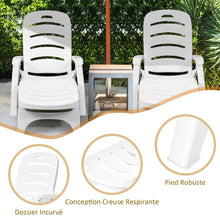 Load image into Gallery viewer, Chaise Longue Pliable Dossier Inclinable  5 Positions avec Roues Intgres pour Terrasse Jardin Piscine 150 kg Gris/Blanc/Bleu -