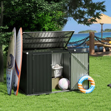 Load image into Gallery viewer, Abri de Stockage en Métal Galvanisé pour Poubelles Extérieur Abri de Jardin Verrouillable avec Toit Ouvert 2 Portes 172X95,5X130CM Gris -