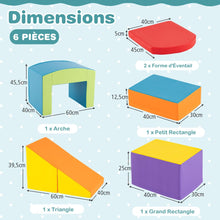 Load image into Gallery viewer, 6 Blocs d’Escalade en Mousse Jeu d’Escalade pour Tout-Petits Jeu d’Activité d’Escalade Coloré Tunnel Escaliers et Rampe pour 12+ Mois Coloré/Bleu/Violet -