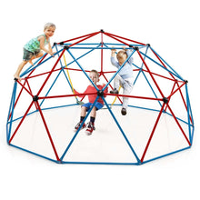 Load image into Gallery viewer, Dôme d'Escalade de 305cm avec Balançoire Cage d'Escalade en Métal Charge Max 363 kg Intérieur Extérieur pour Enfants de 3-10 Ans Jaune/Rouge -