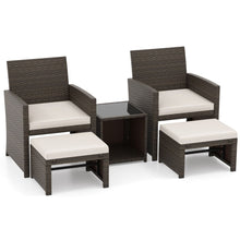 Load image into Gallery viewer, Ensemble Meuble de Salon 5PCS Salon de Jardin en Rotin PE avec Coussin pour Balcon Piscine Terrasse Gris/Blanc -