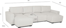 Load image into Gallery viewer, Budwing Jordan Canapé-lit 5 Places – Chaise Longue Panoramique, Confort Premium – Style Contemporain, Tissu 100% Polyester – 317x157x91 cm – Beige Clair