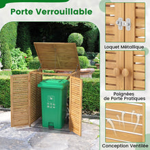 Load image into Gallery viewer, Abri à Poubelle en Bois de 120 L Abri pour Outils d'Extérieur avec Couvercle Ouvrable Doubles Portes Loquet de Verrouillage Naturel -