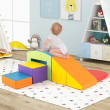 Load image into Gallery viewer, 6 Blocs d橢scalade en Mousse Jeu d橢scalade pour Tout-Petits Jeu d橝ctivit d橢scalade Color Tunnel Escaliers et Rampe pour 12+ Mois Color/Bleu/Violet -