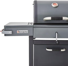 Load image into Gallery viewer, BRASERO - Barbecue Bi-Energy Gun Metal XL - Barbecue Charbon et Plancha 60 x 42 cm à gaz avec brûleur latéral -12,95 KW