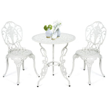 Load image into Gallery viewer, Ensemble Table et 2 Chaises pour Jardin en Aluminium en Forme de Rose Blanc Rsistant aux Intempries -