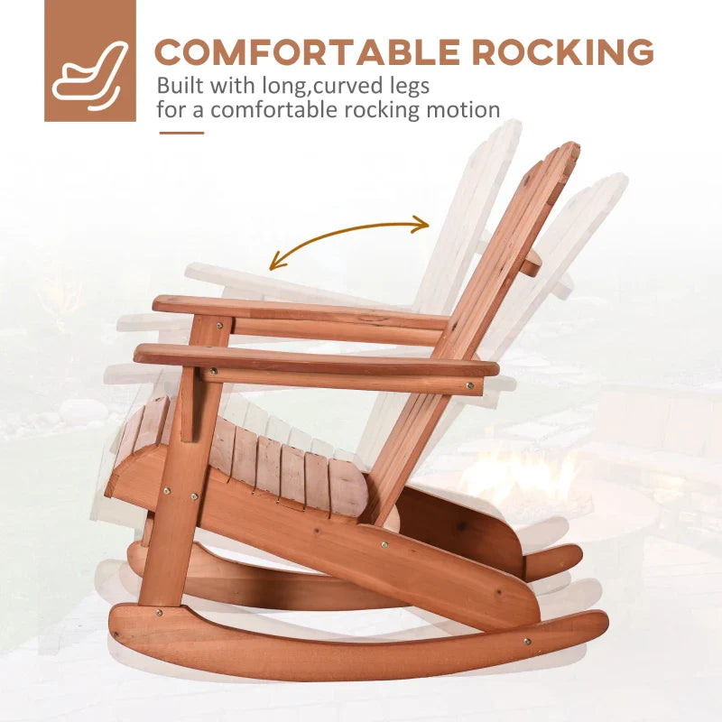 Chaise bascule Adirondack Muskoka en bois avec design lattes en bois,dossier en ventail et style rustique classique,teck -