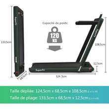 Load image into Gallery viewer, 2 en 1 Tapis de Course Electrique Pliable 1 à 12 Km/H avec Haut-parleur Bluetooth Télécommande Moteur 0,75HP Vert/Blanc/Noir/Rouge/Or/Noir et Argenté/Bleu -