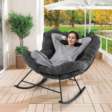 Load image into Gallery viewer, Chaise à Bascule d'Intérieur et d'Extérieur Chaise Papasan Surdimensionnée avec Coussin Rembourré &amp; Cadre en Métal Capacité 205 Kg Gris -