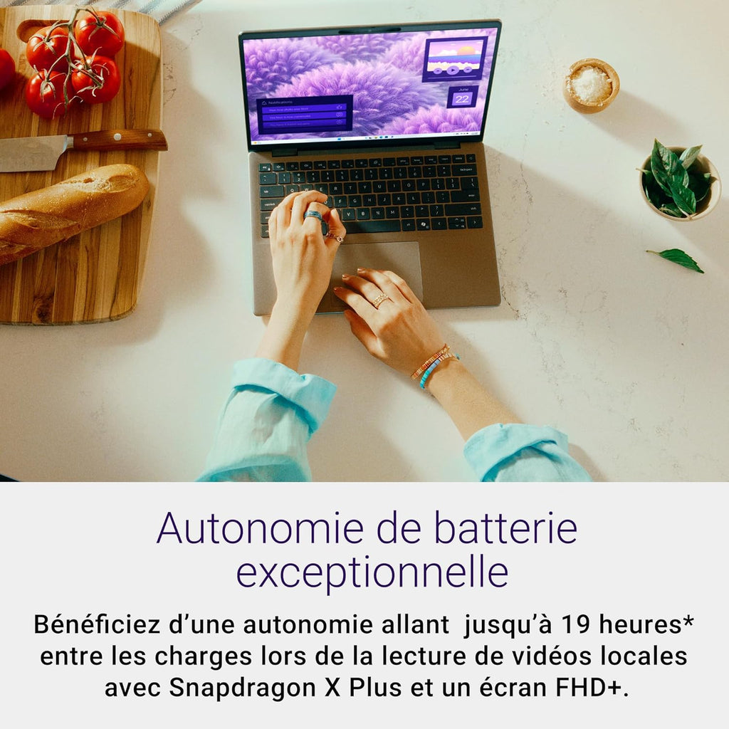 Dell Inspiron 14 (5441) Copilot+ PC Portable 14" Écran FHD+ 60 Hz Snapdragon X Plus 16 Go RAM 512 Go SSD Qualcomm Adreno Windows 11 Home Clavier rétroéclairé AZERTY - Gris Titane