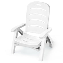 Load image into Gallery viewer, Chaise Longue Pliable Dossier Inclinable à 5 Positions avec Roues Intégrées pour Terrasse Jardin Piscine 150 kg Gris/Blanc/Bleu -