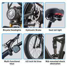 Load image into Gallery viewer, Dual Motors AWD 2000W Electric Bike for Adult 26'', UL2849 48V 60AH Removable Battery E - Mountain Bike 4'' Fat Tire up to 35MPH&amp;200miles Long Range Off Road Ebike Beach Dual Hydraulic&amp;Brakes E - Bicycle