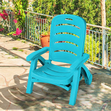 Load image into Gallery viewer, Chaise Longue Pliable Dossier Inclinable  5 Positions avec Roues Intgres pour Terrasse Jardin Piscine 150 kg Gris/Blanc/Bleu -