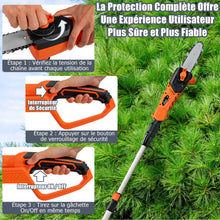 Load image into Gallery viewer, Élagueuse Télescopique sur Perche sans Fil 198 -274 cm Coupe Branche avec Batterie 20V et Chargeur Orange -
