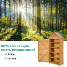Load image into Gallery viewer, Abri de Jardin Extérieur à 5 Etagères Cabane Verrouillable en Bois de Sapin Toit en Tôle Galvanisée -