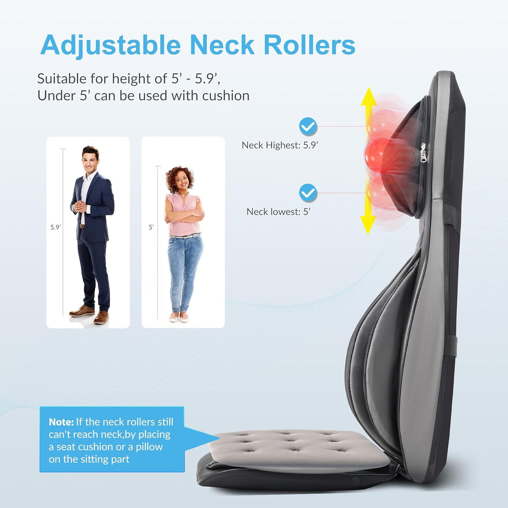 COMFIER Siège Massant Shiatsu pour Dos & Cou - Masseur de Dos Complet à Pétrir 2D/3D avec Chaleur et Compresse réglable, Fauteuil Massant pour hanche/nuque/dos, Masseur Complet du Corps