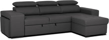 Load image into Gallery viewer, BUDWING John Canapé-Lit d’Angle 4 Places – Chaise Longue Réversible, Têtières Réglables et 2 Poufs – Revêtement en Polyuréthane – Style Moderne – 263x161x96 cm – Noir