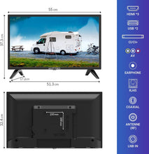Load image into Gallery viewer, Antteq G24 Smart TV 24 Pouces (60 cm) Television 220/12V Bluetooth compatibilité avec Google Assistant Triple Tuner (DVB-S2/T2/C) WiFi Bluetooth HDMI USB Miroir d’Écran Idéal Camping