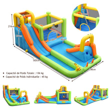 Load image into Gallery viewer, Château Gonflable 8 en 1 avec 2 Toboggans Parc Aquatique avec Maison de Saut Charge 135kg pour 3 Enfants de 3-10 Ans -