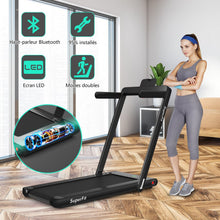 Load image into Gallery viewer, 2 en 1 Tapis de Course Electrique Pliable 1  12 Km/H avec Haut-parleur Bluetooth Tlcommande Moteur 0,75HP Vert/Blanc/Noir/Rouge/Or/Noir et Argent/Bleu -