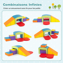 Load image into Gallery viewer, 6 Blocs d’Escalade en Mousse Jeu d’Escalade pour Tout-Petits Jeu d’Activité d’Escalade Coloré Tunnel Escaliers et Rampe pour 12+ Mois Coloré/Bleu/Violet -