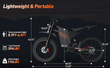 Load image into Gallery viewer, Electric Dirt Bike for Adults, 60V 35ah, 3000W 45 MPH &amp; 37 - 68 Miles Electric Motorcycle, 25'' Fat Tire Off - Road Mountain Bike UL2849