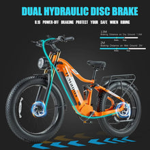 Load image into Gallery viewer, Dual Motors AWD 2000W Electric Bike for Adult 26'', UL2849 48V 60AH Removable Battery E - Mountain Bike 4'' Fat Tire up to 35MPH&amp;200miles Long Range Off Road Ebike Beach Dual Hydraulic&amp;Brakes E - Bicycle