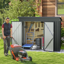 Load image into Gallery viewer, Abri de Jardin Extérieur Abri à Outils de Jardin avec 2 Portes Design Incliné Aérations Cadre en Métal Galvanisé 235x117x185cm Gris Foncé -