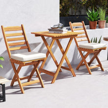 Load image into Gallery viewer, Ensemble Bistrot d'Extrieur en Bois d'Acacia Ensemble de Chaises Pliantes et Table Coussins de Sige Sans Accoudoirs  Dossier Haut Blanc -