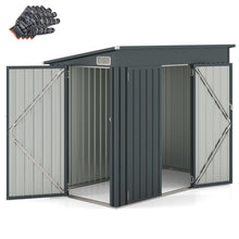 Load image into Gallery viewer, Abri de Jardin Extérieur Abri à Outils de Jardin avec 2 Portes Design Incliné Aérations Cadre en Métal Galvanisé 235x117x185cm Gris Foncé -