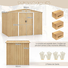 Load image into Gallery viewer, Abri de Rangement 259cm x196cm avec Base de Fondation Maison  Outils en Mtal Galvanis avec 4 Arations Impermable et Coupe-vent Naturel -