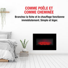 Load image into Gallery viewer, Classic Fire Cheminée Electrique Memphis - Cheminee Decorative 1800W - Cheminée Électrique avec Effet Flame, Chauffage, Télécommande et Minuterie - Fixation Murale - Noir